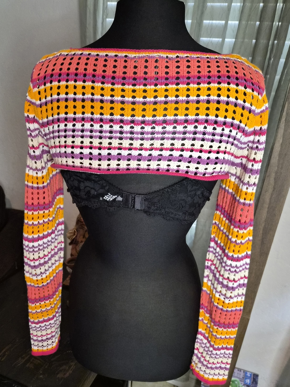 Forever 21 Multicolor Open-Knit *Shrug in Pink, Orange, Purple & White #0124